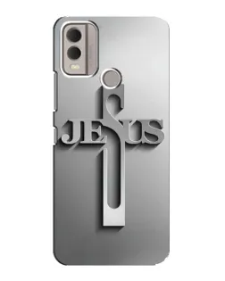 Чехол для Nokia C22 с картинкой «Металлический крест Jesus»