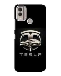 Чохол для Nokia C22 з картинкою «Tesla — срібне авто»