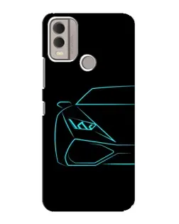 Чохол для Nokia C22 з картинкою «Блакитний силует Lamborghini»