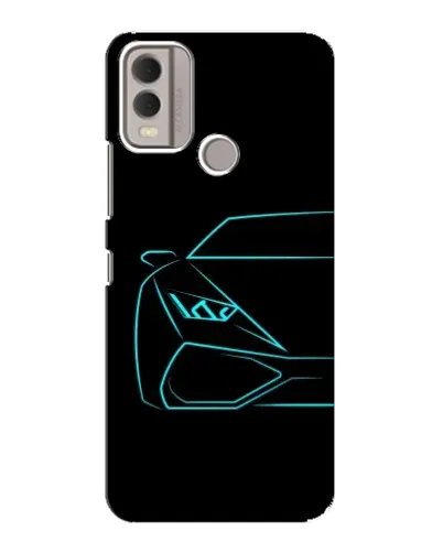Чохол для Nokia C22 з картинкою «Блакитний силует Lamborghini»