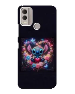 Чехол для Nokia C22 с картинкой «Stitch в цветах»
