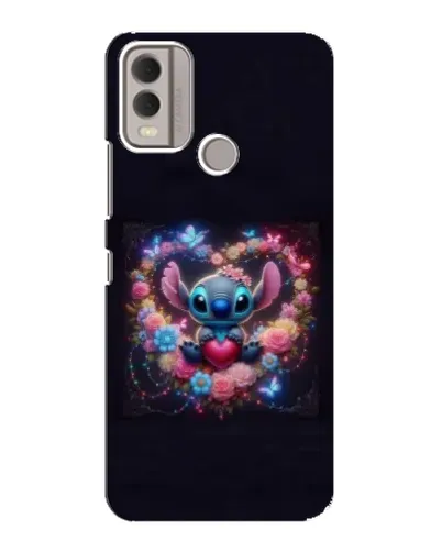 Чехол для Nokia C22 с картинкой «Stitch в цветах»