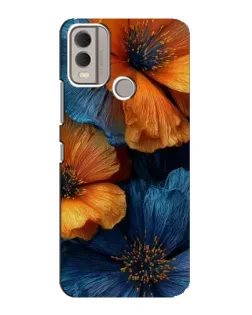 Чохол для Nokia C22 з картинкою «Яскрава синьо-помаранчева флора»