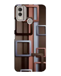 Чохол для Nokia C22 з картинкою «Коричневі об'ємні квадрати»