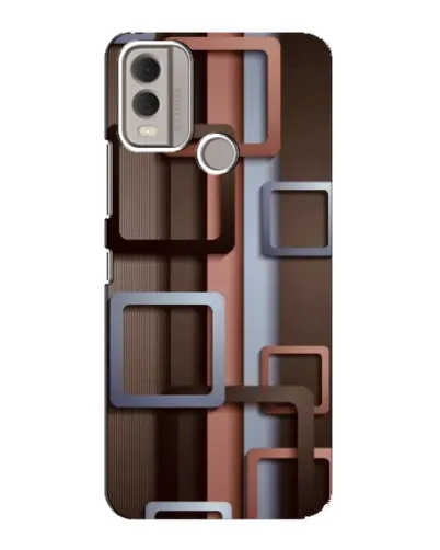 Чехол для Nokia C22 с картинкой «Коричневые объемные квадраты»