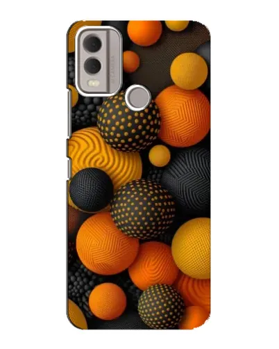 Чехол для Nokia C22 с картинкой «Объемные оранжевые сферы»