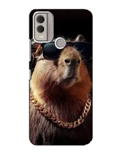 Чехол для Nokia C22 с картинкой «Капибара золотая цепь»