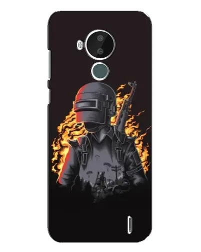 Чехол для Nokia C30 с картинкой «PUBG — огненный силуэт»
