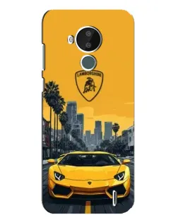 Чохол для Nokia C30 з картинкою «Жовтий Lamborghini місто»