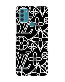 Чохол для Nokia C31 з картинкою «Чорно-білий візерунок LV»