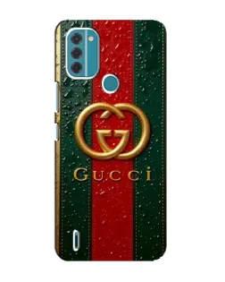 Чехол для Nokia C31 с картинкой «Gucci — фирменная полоса и золото»