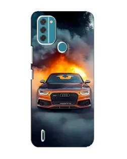 Чехол для Nokia C31 с картинкой «Audi в огненном дыму»