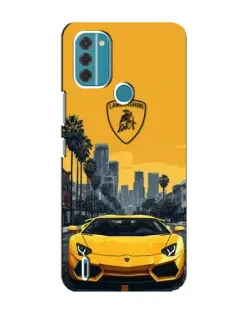 Чохол для Nokia C31 з картинкою «Жовтий Lamborghini місто»