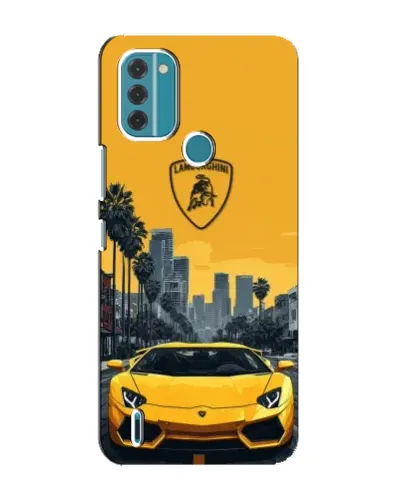 Чохол для Nokia C31 з картинкою «Жовтий Lamborghini місто»