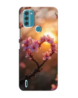 Чехол для Nokia C31 с картинкой «Розовый цвет сердце на фоне заката» Чехол для Nokia C31 с картинкой «Розовый цвет сердце на фоне заката»