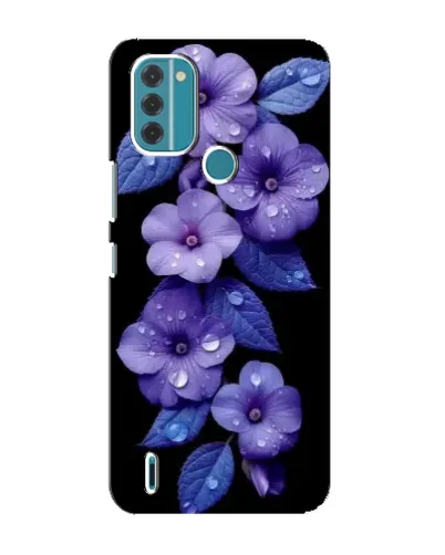 Чехол для Nokia C31 с картинкой «Фиолетовые цветы с росою»