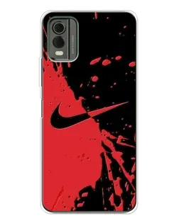 Чехол для Nokia C32 с картинкой «Красные брызги Nike» Чехол для Nokia C32 с картинкой «Красные брызги Nike»