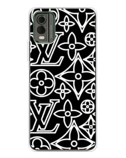 Чехол для Nokia C32 с картинкой «Черно-белый узор LV»