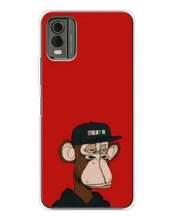 Чохол для Nokia C32 з картинкою «Bored Ape — червоний фон»