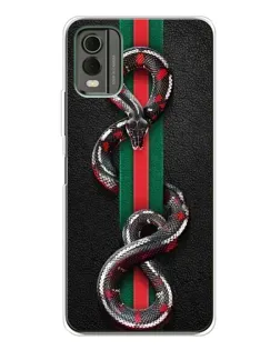 Чехол для Nokia C32 с картинкой «Gucci — змея на полосе»