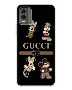 Чехол для Nokia C32 с картинкой «Gucci — герои Disney и монограмма»