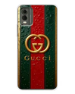 Чехол для Nokia C32 с картинкой «Gucci — фирменная полоса и золото»