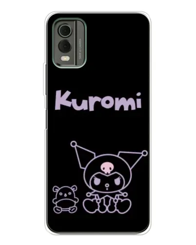 Чехол для Nokia C32 с картинкой «Kuromi — черный минимализм»