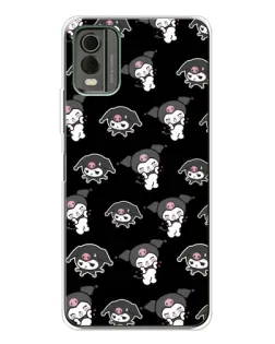 Чехол для Nokia C32 с картинкой «Черный паттерн Kuromi»
