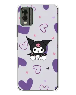 Чехол для Nokia C32 с картинкой «Kuromi и лавандовые сердца»