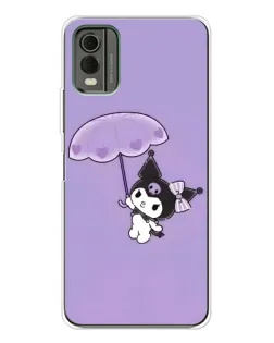 Чехол для Nokia C32 с картинкой «Kuromi с зонтиком»
