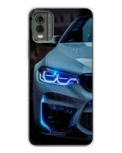 Чохол для Nokia C32 з картинкою «Погляд BMW з синіми фарами»