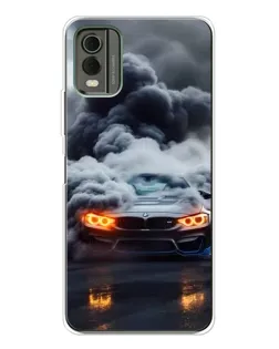 Чохол для Nokia C32 з картинкою «BMW у диму»