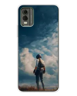 Чохол для Nokia C32 з картинкою «Герой PUBG на скелі»