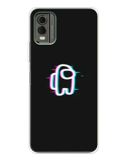 Чехол для Nokia C32 с картинкой «Among Us неон»