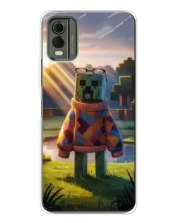Чехол для Nokia C32 с картинкой «Крипер в свитере»