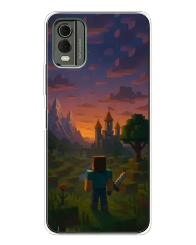 Чехол для Nokia C32 с картинкой «Стив у башни» Чехол для Nokia C32 с картинкой «Стив у башни»