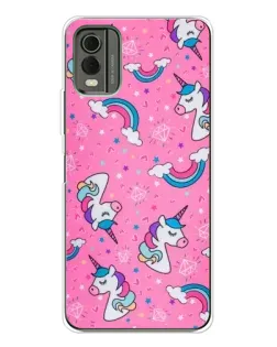 Чохол для Nokia C32 з картинкою «Unicorn паттерн рожевий»
