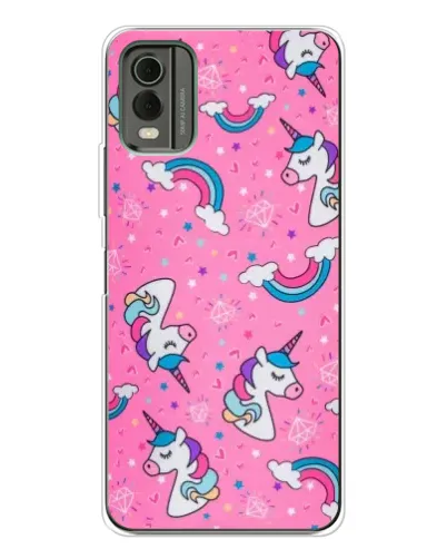 Чохол для Nokia C32 з картинкою «Unicorn паттерн рожевий»