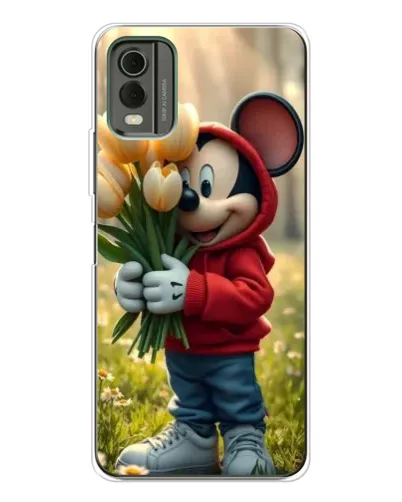 Чехол для Nokia C32 с картинкой «Микки с тюльпанами»
