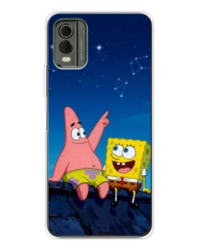 Чехол для Nokia C32 с картинкой «Губка Боб и Патрик ночью»