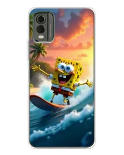Чехол для Nokia C32 с картинкой «Губка Боб серфингист»