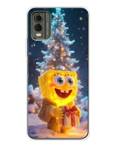 Чехол для Nokia C32 с картинкой «Рождественский Спанч Боб»