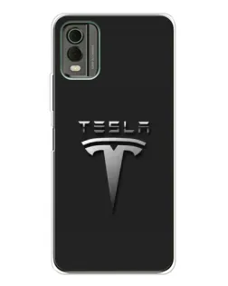 Чохол для Nokia C32 з картинкою «Сталевий логотип Tesla»