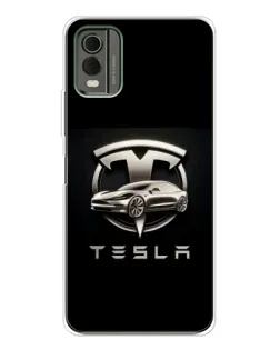 Чохол для Nokia C32 з картинкою «Tesla — срібне авто»