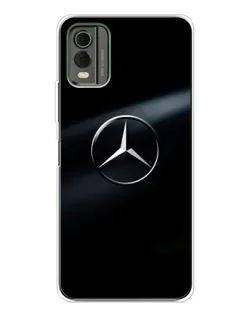 Чехол для Nokia C32 с картинкой «Mercedes на металле»