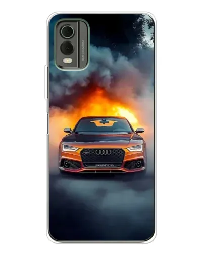 Чохол для Nokia C32 з картинкою «Audi у вогняному диму»