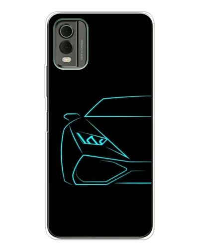 Чохол для Nokia C32 з картинкою «Блакитний силует Lamborghini»