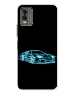 Чохол для Nokia C32 з картинкою «Неоновий контур Lamborghini»