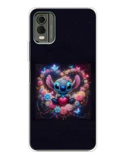 Чехол для Nokia C32 с картинкой «Stitch в цветах» Чехол для Nokia C32 с картинкой «Stitch в цветах»