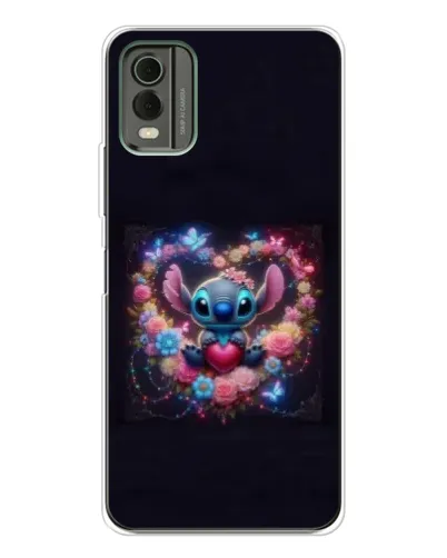 Чехол для Nokia C32 с картинкой «Stitch в цветах» Чехол для Nokia C32 с картинкой «Stitch в цветах»